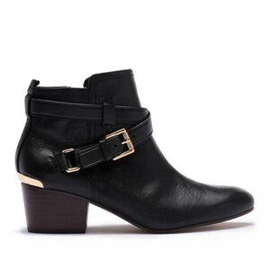 Coach Pauline Black Leather Block Booties 7.5